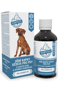 Ušní lihové kapky očista pro psy TOPVET 50ml