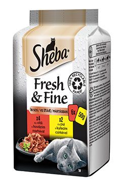 Sheba kapsa Fresh&Fine kuře a hovězí 6x50g